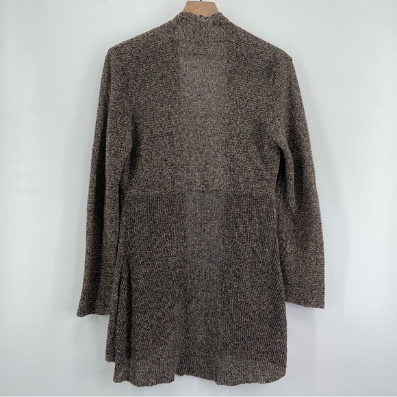 Eileen Fisher Linen Cardigan Open Waterfall Knit MP chocolate Brown Marled - Picture 4 of 10